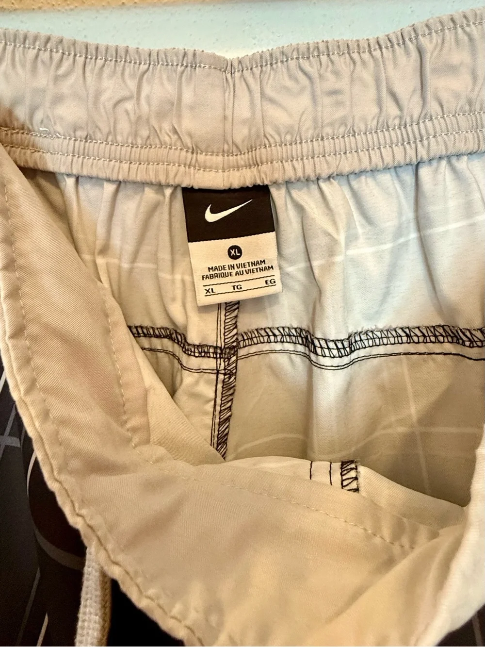Nike Black Plaid Swim Shorts with Light Gray Waistband